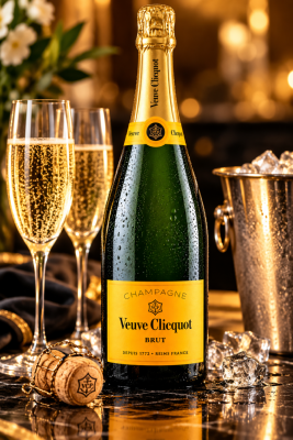 CHAMPAGNE VEUVE CLICQUOT BRUT carte jaune 75cl  avec étui