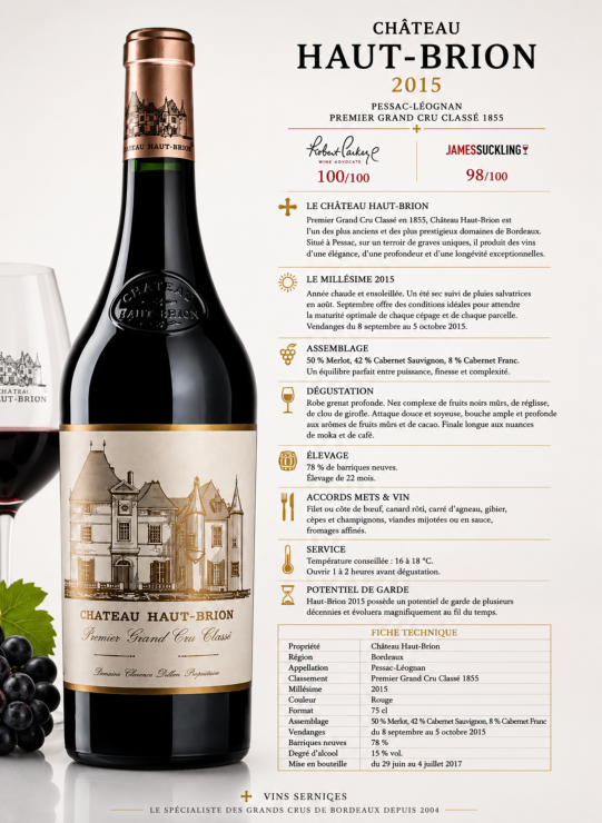 Château Haut-Brion 2015 - 1er cru classé Pessac-Léognan - Rouge 75cl